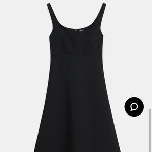 Theory Black Textured Portrait Neck Dress